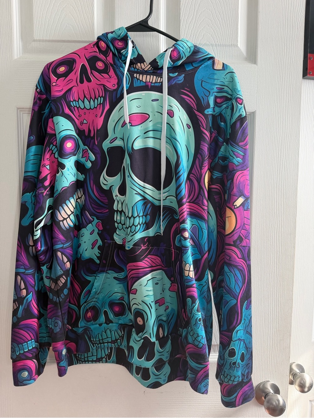 Vibrant Multicolor Skull Graphic Hoodie - Men Sweater